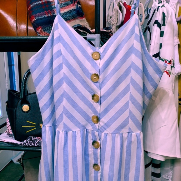  Striped Button Down Midi Dress - Picture 4 of 8